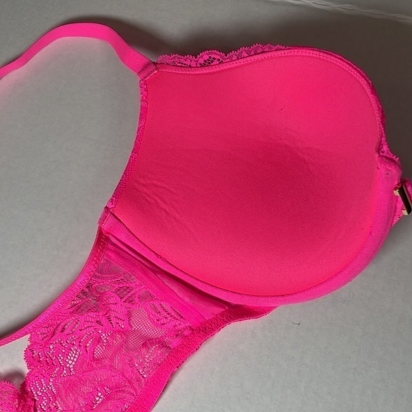 34DD BRA Auden Push Up Demi Racerback Front Closure Molded Cups Hot Pink - Picture 7 of 9